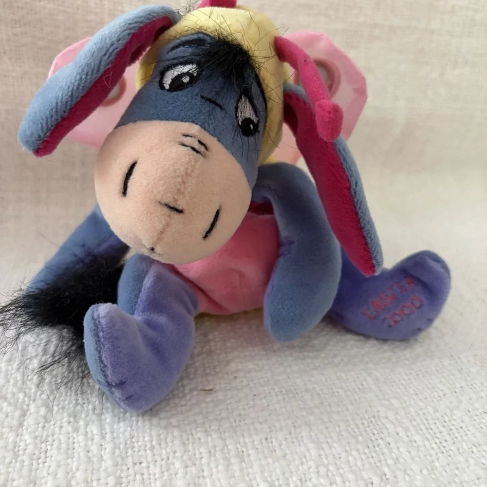 Disney Store Eeyore Butterfly Beanie Plush Easter 2000 Toy Vintage‎